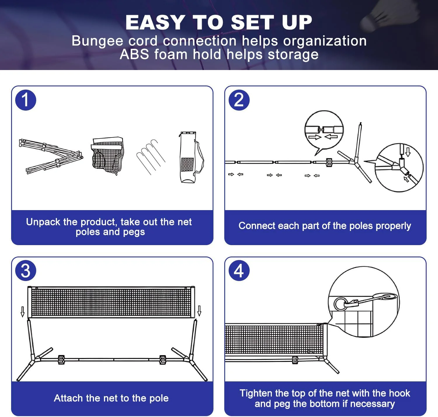 Badminton Area - Height Steel 10FT Multi Sport Net